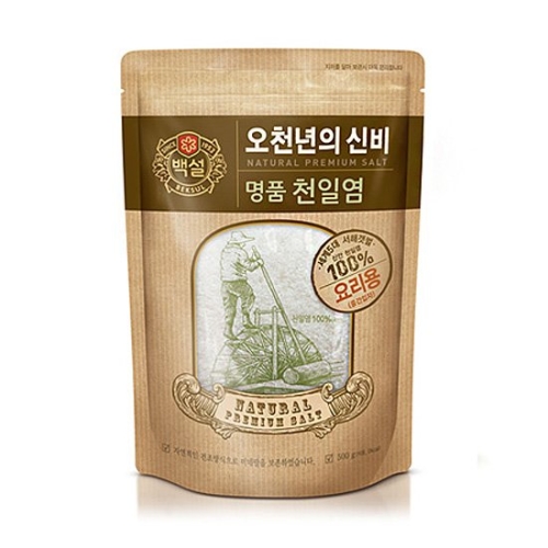 CJ제일제당 백설 오천년의신비 명품 천일염 중간입자 500g (1개)