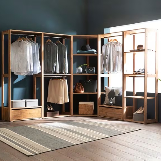 장인가구 세이 원목 옷장 1단서랍 선반 코너형 드레스룸 3400