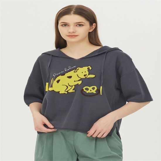 베네통 강아지 자카드 후드 니트 BAKPA5331