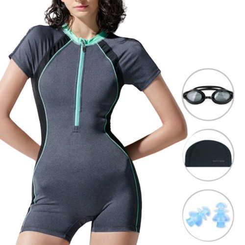 여성 반팔 반집업 3부 반전신 수영복 4종세트 BEF-W104G