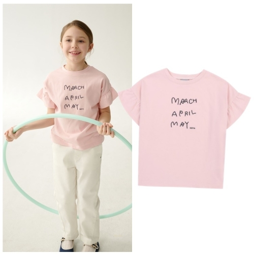 빈 핑크 레터링 포인트 티셔츠BZ18TS06PK