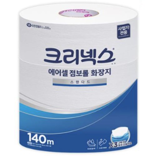  크리넥스 에어셀 스탠다드 점보롤 화장지 1겹 140m [12롤]
