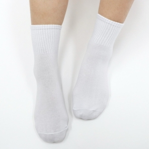 인따르시아 무지 흰색 학생 여자 미니 중목 양말 1족_이미지