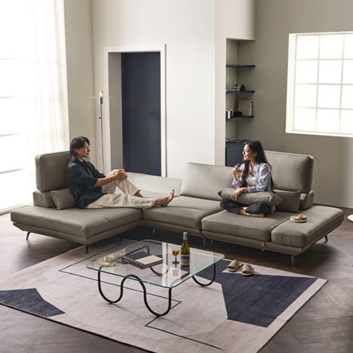 다우닝  마리스 오픈코너 멀티스윙 전체 천연가죽 소파 4인용