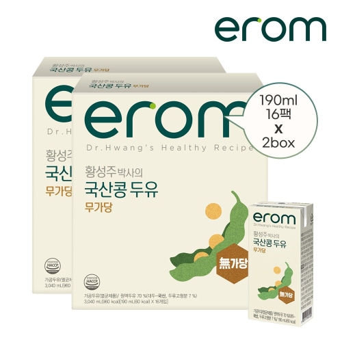 이롬 황성주 국산콩 두유 무가당 190ml (32개)_이미지