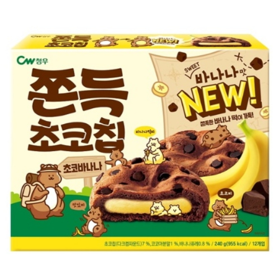 청우식품 쫀득초코칩 초코바나나 12개입 240g (4개)