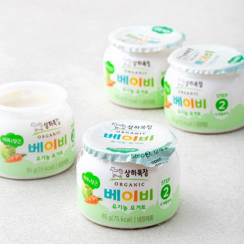 매일유업 상하목장 유기농 베이비 요구르트 사과,당근 2단계 85g (4개)
