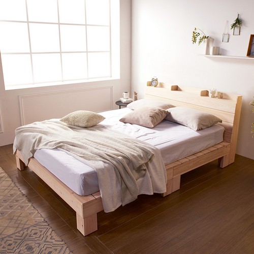 에리 히노끼 편백나무 수납헤드 원목 침대 Q