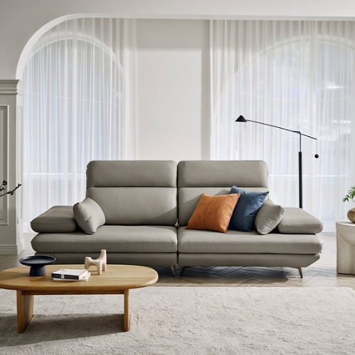 다우닝 플랫 스윙 전체 천연면피 가죽 소파 3.5인용