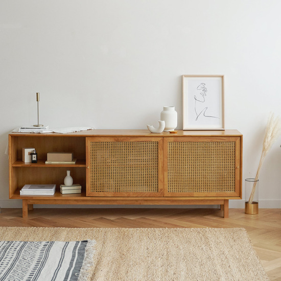 마루이 킨홈 라탄 원목 높은 거실장 2000