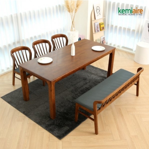 케미에르 아슬로바 원목 식탁 1800 (의자3개+벤치1개)