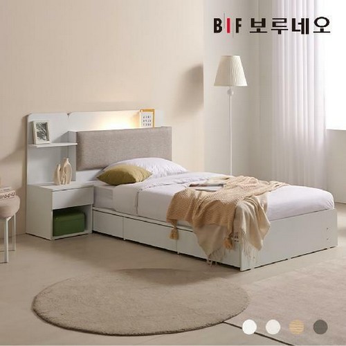 BIF보루네오 리오Po 3서랍 수납 호텔 침대 SS+협탁 (유로탑독립)_이미지