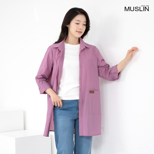 모슬린 엄마옷 카라 싸개버튼 포켓 남방 NB613488 중년여성/50대/60대/70대/빅사이즈/할머니옷_이미지