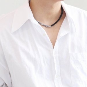 벨가 써지컬스틸 6mm 호안석 흑요석 아수라 목걸이 8969875_이미지