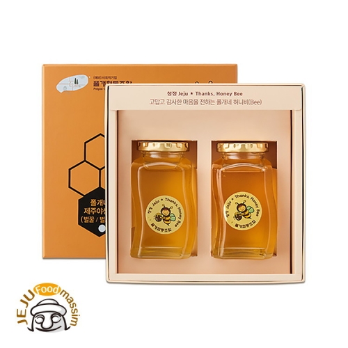 폴개네 제주 벌꿀&벌꿀 선물세트 야생화꿀, 330gx2병