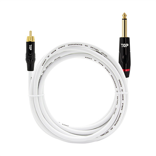 탑라인에이치디 HDTOP RCA to 5.5mm 모노 MM 화이트 케이블 (10m, HT-TP1132)_이미지