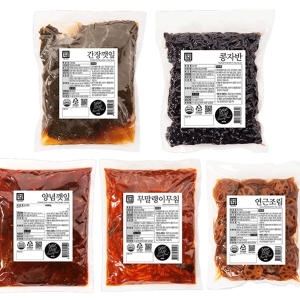 한성기업 한성 오복채 실온 1kg 반찬모음 오복채 무말랭이무침 양념깻잎 간장깻잎 콩자반 연근조림 닭가슴살채 돈육장조림