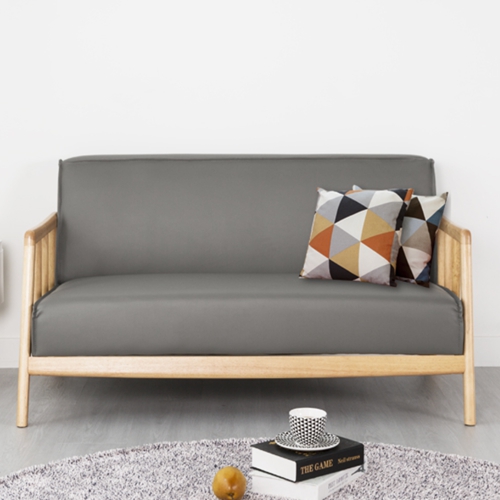 에보니아 루피 원목 가죽 소파 2인용