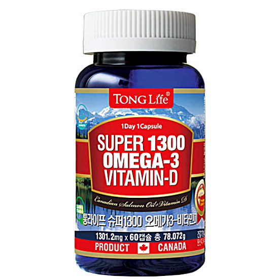 통라이프 슈퍼 1300 오메가3 비타민D 60캡슐 (4개)