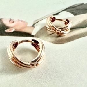 크로스 라인 원터치 이어링 14k 화이트골드 소사이즈 WC78DDF