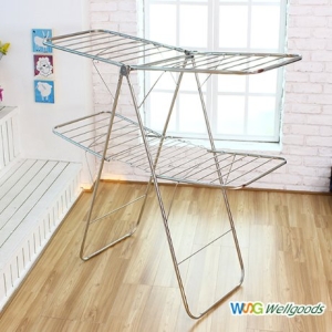 웰굿즈 Y형 빨래건조대 2단 올스텐 실내 베란다건조대