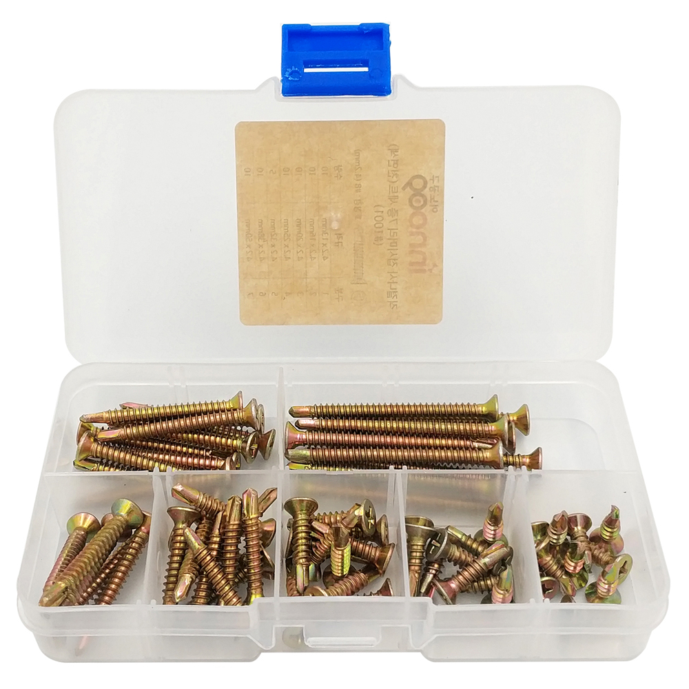 이노공구 직결나사 접시머리 천연색 7종 세트 1001 (65pcs)_이미지