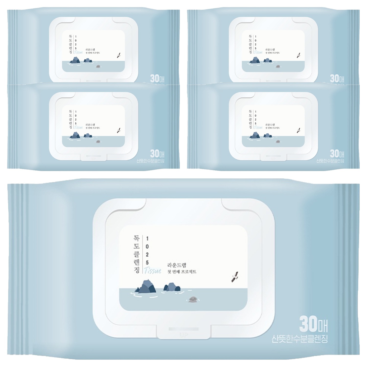 라운드랩 1025 독도 클렌징 티슈 30매 (5개)_이미지