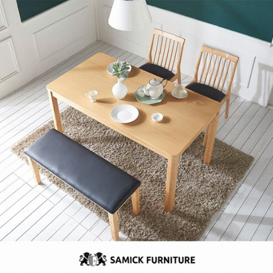 삼익가구 포레 원목 식탁 1400 (의자2개+벤치1개)