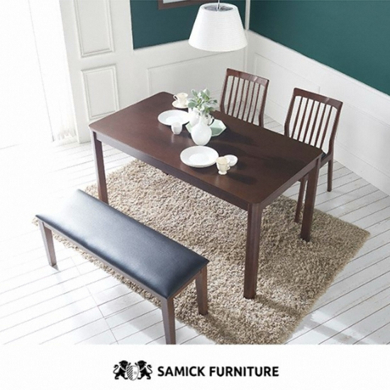 삼익가구 포레 원목 식탁 1400 (의자2개+벤치1개)_이미지