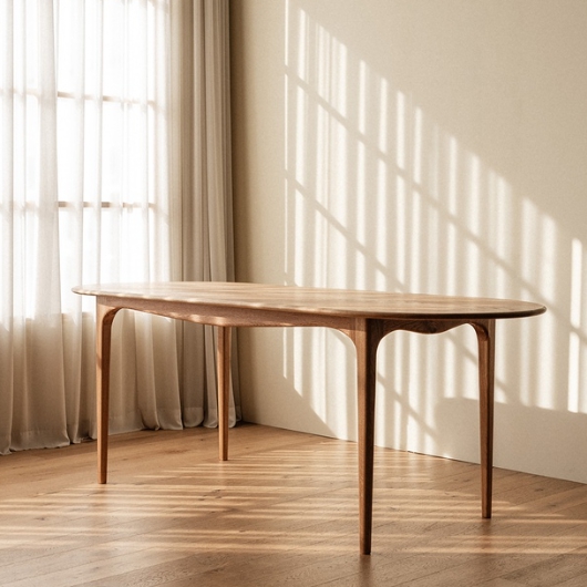 번드 윤슬 타원 원목 오크 식탁 1800 (의자별도)_이미지