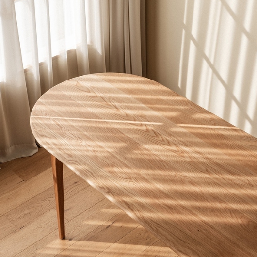 번드 윤슬 타원 원목 오크 식탁 1800 (의자별도)_이미지