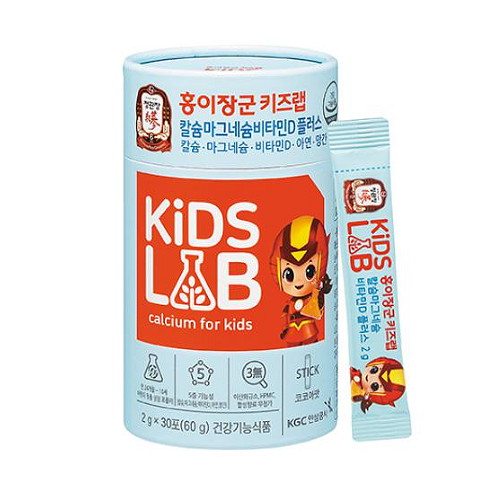 한국인삼공사 정관장 홍이장군 키즈랩 칼슘 마그네슘 비타민D 플러스 30포 (1개)