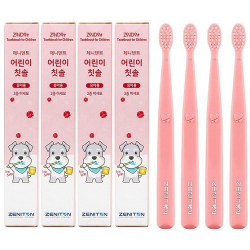 제니튼 제니덴트 어린이칫솔 4p 핑크 1개 4개입_이미지