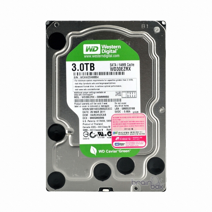 Western Digital WD GREEN 5400/64M (WD30EZRX, 3TB) : 다나와 가격비교