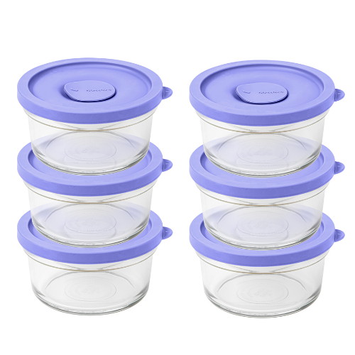 글라스락 ㅤ렌지쿡 촉촉한 햇밥용기 원형 베리페리 350ml (6개)_이미지