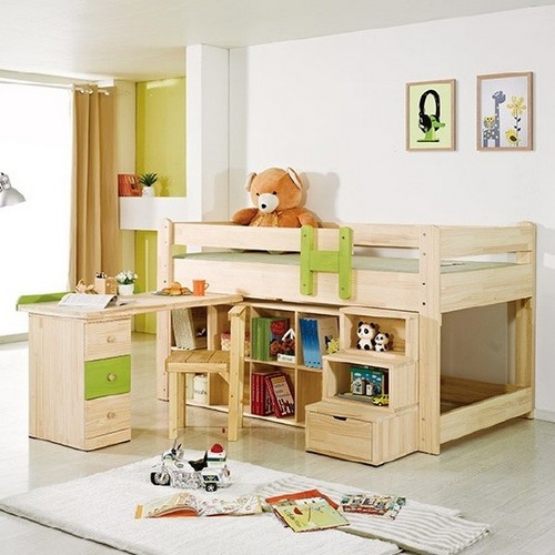 아이앤 루나 미송 책상형 벙커침대 SS