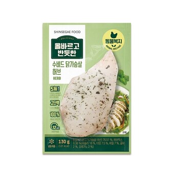 신세계푸드 올바르고 반듯한 <b>수</b><b>비드</b> <b>닭</b><b>가슴</b><b>살</b> 허브 130g