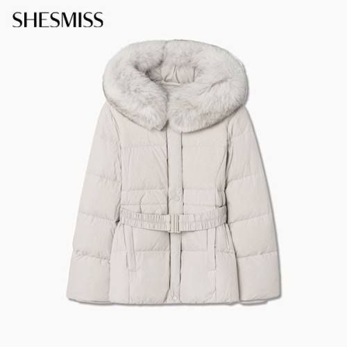 쉬즈미스 여성 폭스 퍼 벨티드 덕다운 패딩 SSDJPP42080