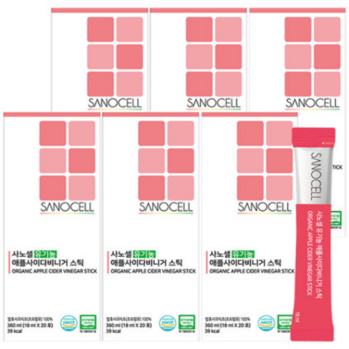 뉴솔바이오 사노셀 유기농 애플사이다비니거 스틱 360ml (18ml x 20포) (6개)_이미지