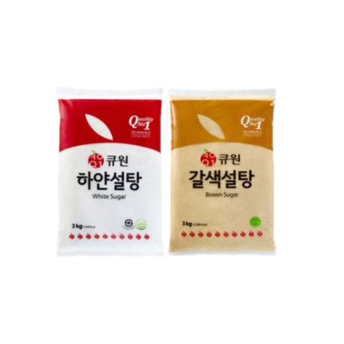 하얀설탕 3kg + 갈색설탕 3kg 각 1개씩
