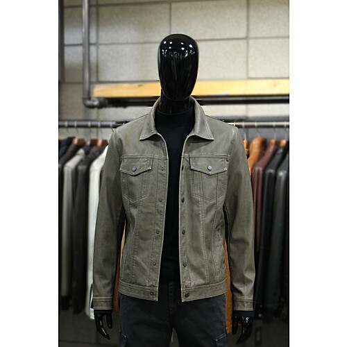 빠니깔레 소프트에코레더 빈티지카키 인조가죽트러커자켓 m-gpjp03ka_이미지