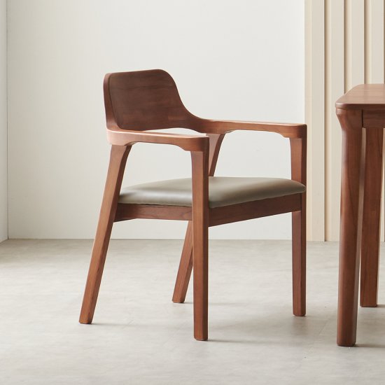 라로퍼니처 보스턴 참죽나무 원목 식탁 의자 (1개)_이미지