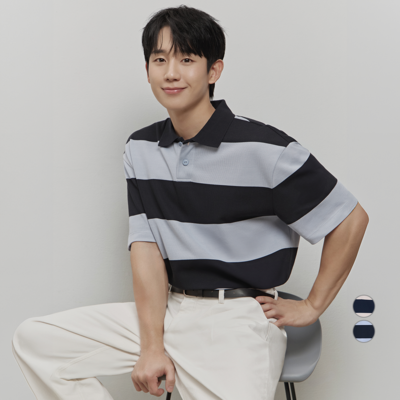 마인드브릿지 남성 블럭 카라 오버핏 티셔츠_2colors_이미지