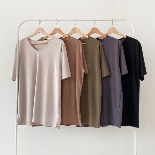 빅사이즈사랑해요 G923L405 컬러브이넥스판반팔티 LD