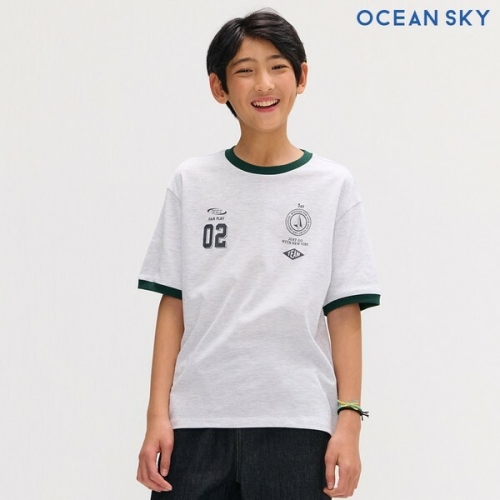 오션스카이 남아 링거 배색 반팔 티셔츠-DBJB5825D0B