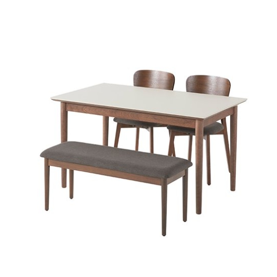 까사미아 카르네 브라운 세라믹 식탁 1400 (패브릭의자2개+패브릭벤치1개)