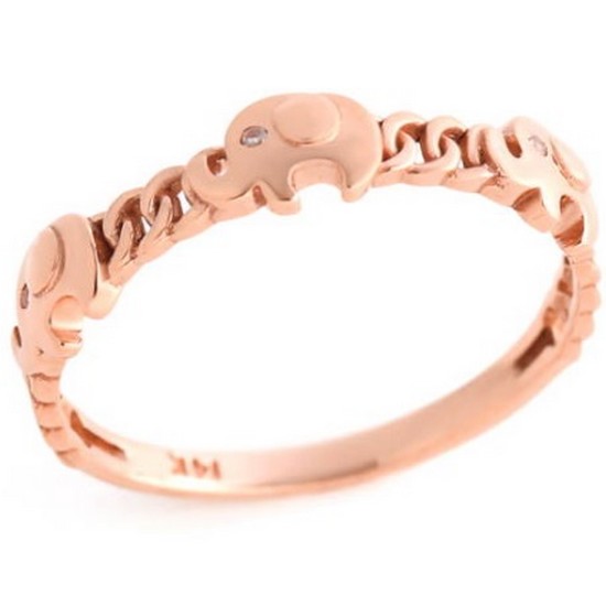 18K 큐티 코끼리 세마리 체인 반지 SRS32789