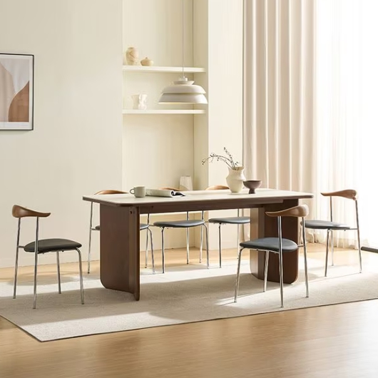 삼익가구 모이르 포세린 세라믹 원목 식탁 1800 (스틸의자6개)_이미지