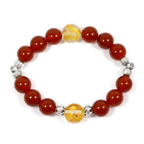 힐링젬 쌍황룡 카넬리안 카렌실버 행운석 원석팔찌 24R-432_이미지