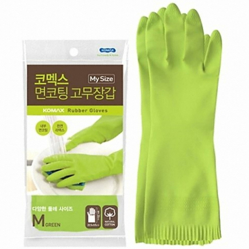 코멕스 면코팅 고무장갑 그린 (중) (30켤레)_이미지
